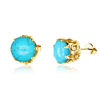 szjinao religious style turquoise stud earrings for women with stone sterling solid silver 925 flower trend party female jewelry