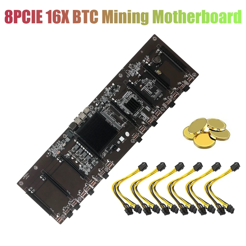 

HM65 BTC Mining Motherboard+6X6Pin to Dual 8Pin Cable 8XPCIE 16X GPU Slot DDR3 Support RX GTX10 GTX20 GTX30 Series