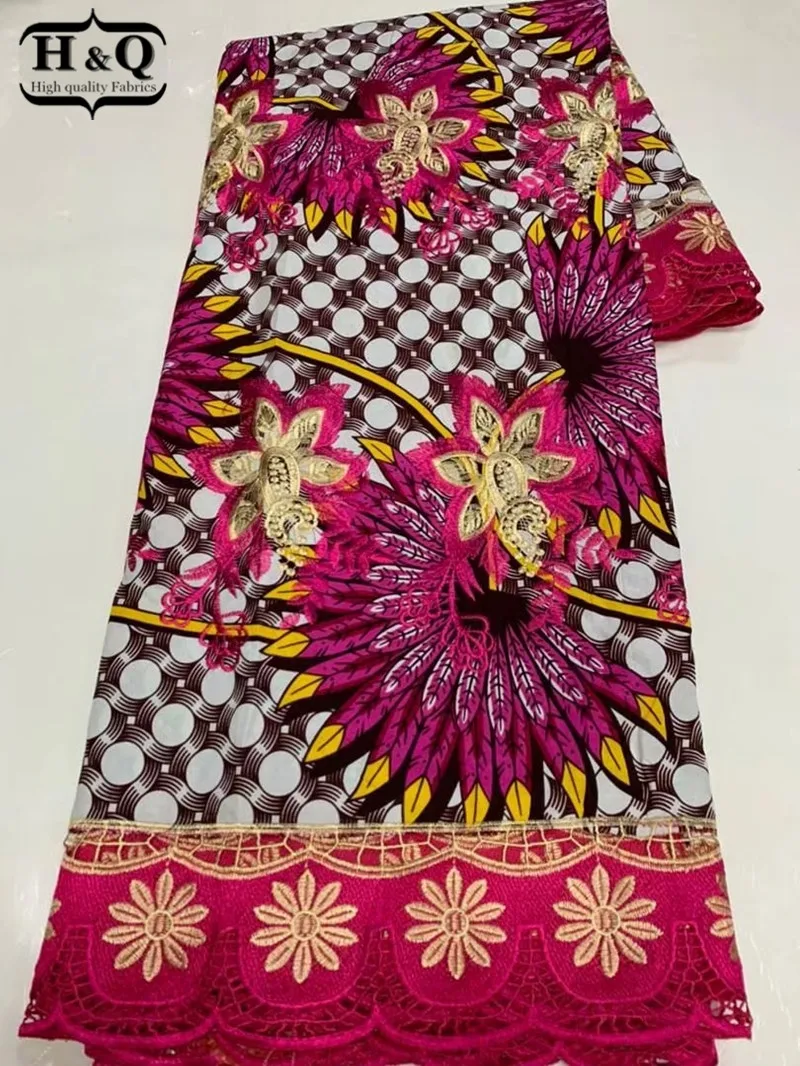 

H&Q best quality top fashion ankara wax fabric printing wax african 100% cotton lace fabric design nigerian guipure laces H0410