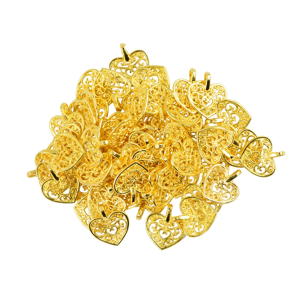 

50 × Золотая блестящая филигранная искусственная фурнитура для ювелирных изделий ручной работы