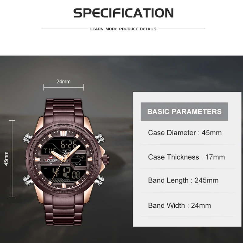 NAVIFORCE люксовый бренд мужские кварцевые наручные часы из нержавеющей стали