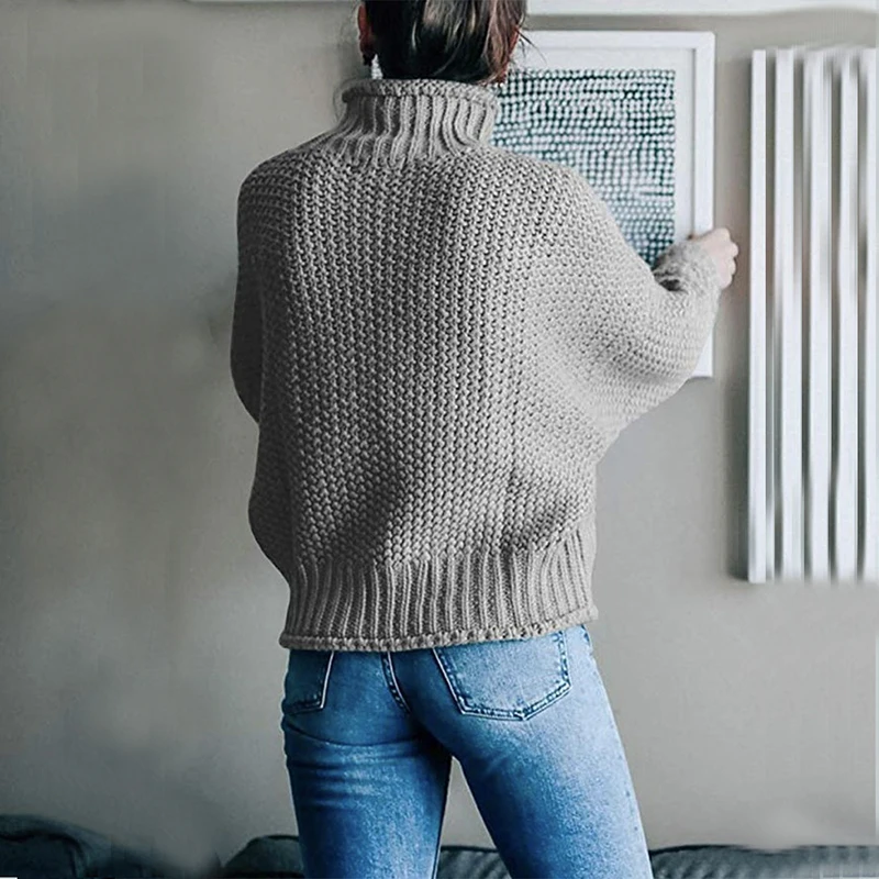 

Women's Sweaters Long Sleeve Turtleneck Jumper Casual Knitted Sweater Oversize Female 2021 Autumn Winter Warm Pulovers for Women