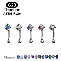 zircon opal belly button rings for women nombril ombligo navel ring g23 titanium barbell square body piercing jewelry