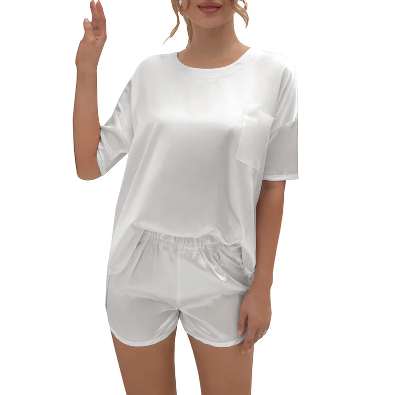 

Женский спортивный костюм, пуловер с коротким рукавом и карманами, повседневные свободные шорты