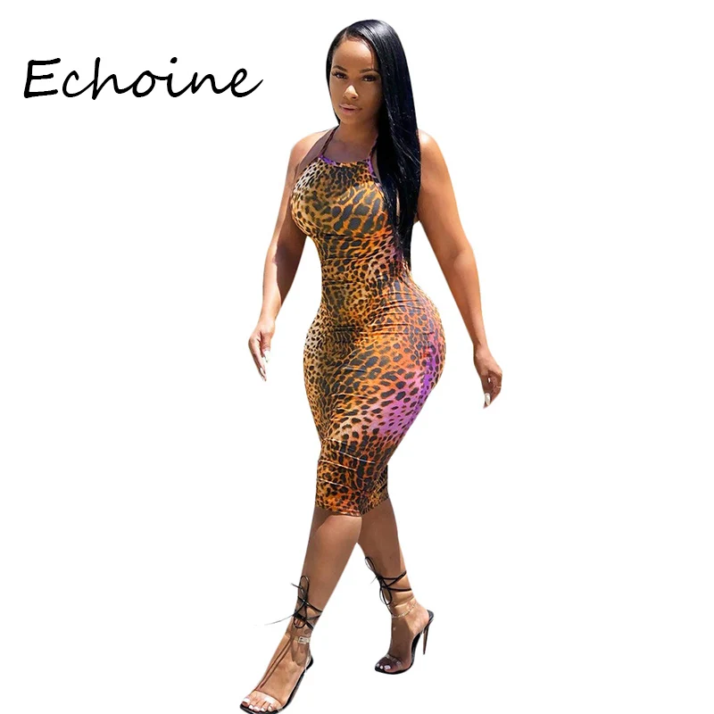 Женское платье с леопардовым принтом Echoine изящное облегающее на тонких