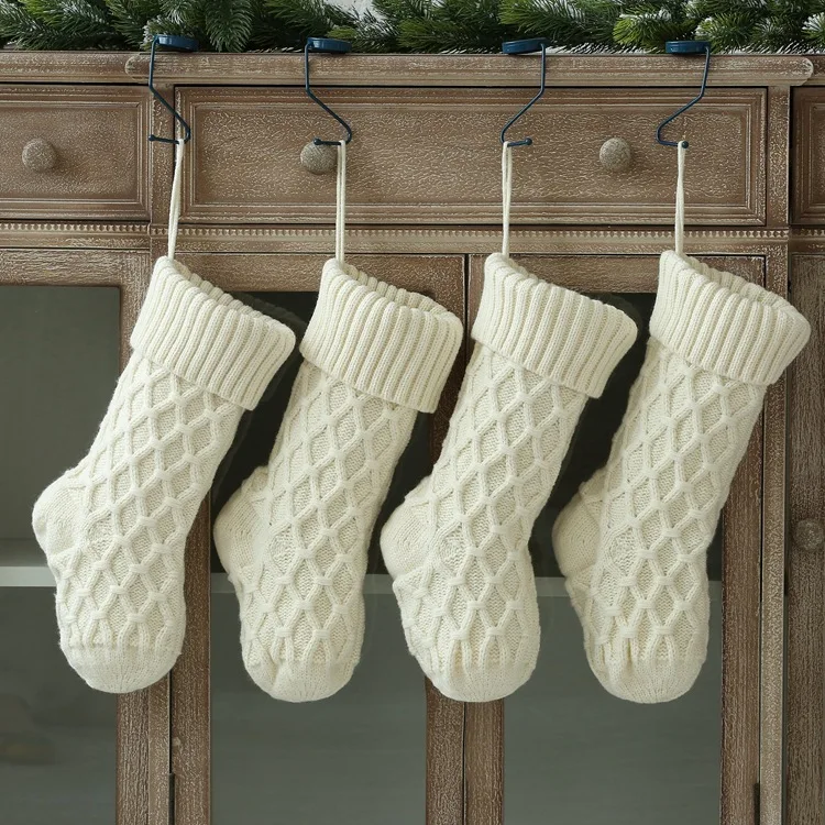 

2022 New Year Gifts Christmas Socks Candy Bag 37cm Knitted Wool Christmas Stockings Pendant Gift for Christmas Sock Decoration