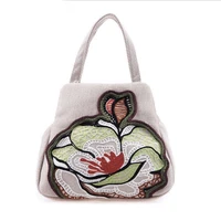 new style embroidered canvas handbag female national style double layer tote bags lady soft cotton fabric small fashion handbags
