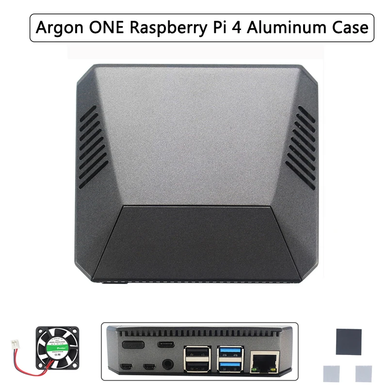 Raspberry Pi 4 Алюминиевый Чехол, металлический корпус ABS, коробка с вентилятором, радиатор, выключатель питания, съемная крышка GPIO для Raspberry Pi 4, Модель B