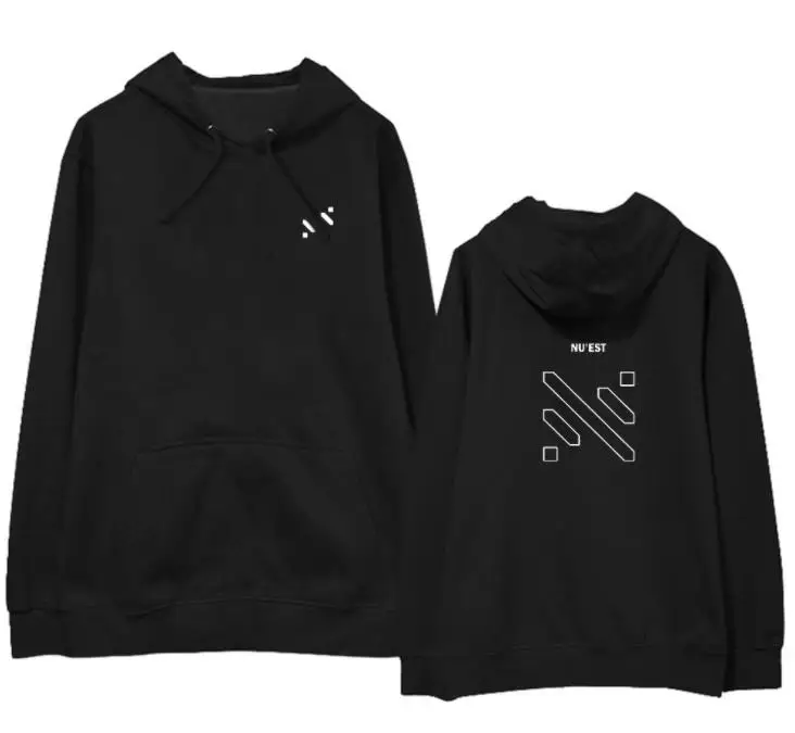 

Свободные толстовки Kpop nuest love page, унисекс, флисовый/тонкий пуловер, свитшот, черный/белый