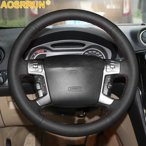black artificial leather car steering wheel cover for ford mondeo 2007 2008 2010 2011 free global shipping