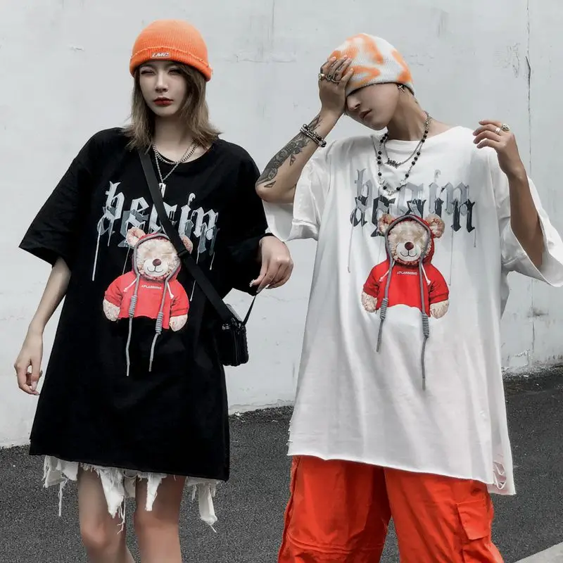 

Women Casual TShirt Anime Sweet Cartoon Funny Bear Print Streetwear Female Tops Tee Short Sleeve Fashion T Shirt Hip Hop Clothes