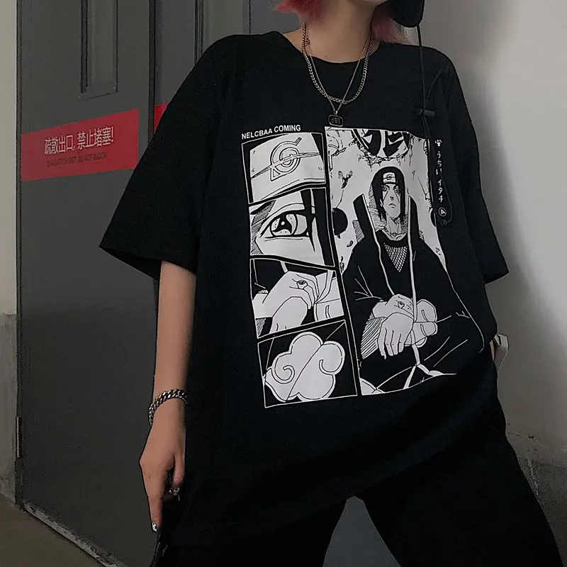 Japanese Anime T Shirt Men Itachi Funny Cartoon T-shirt Unisex Cool Akatsu Fashion Streetwear Tshirt Couple Hip Hop Tee Male | Мужская