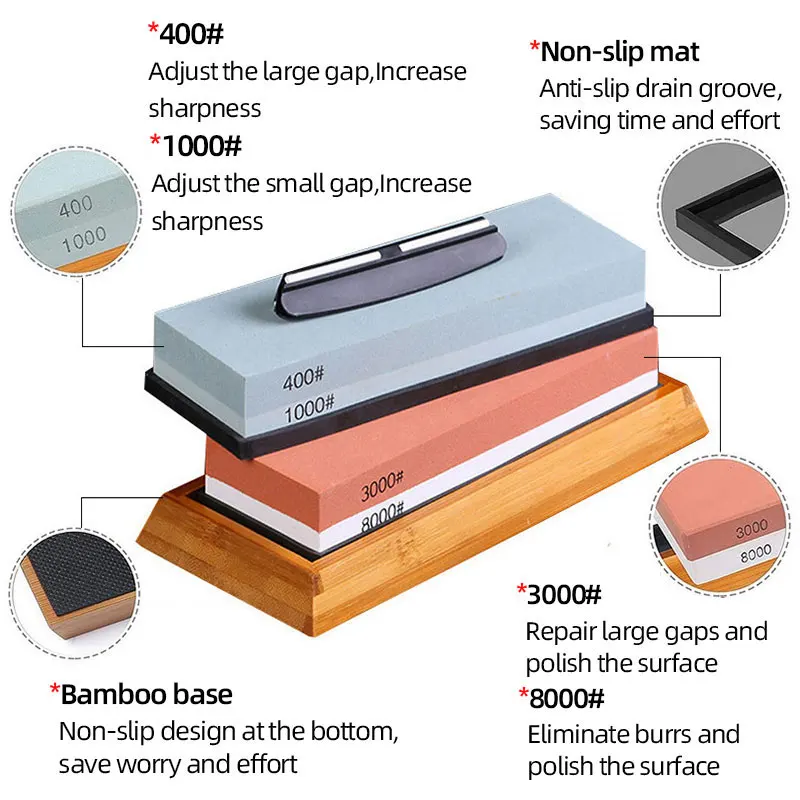 whetstone sharpening stone knife sharpener professional grinding kitchen tools accessories gadgets wet dual side girt honing set free global shipping