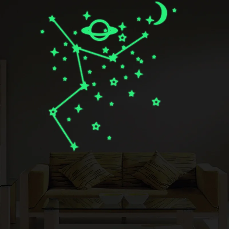 Светящиеся звезды и луна космический корабль флуоресцентные наклейки детская