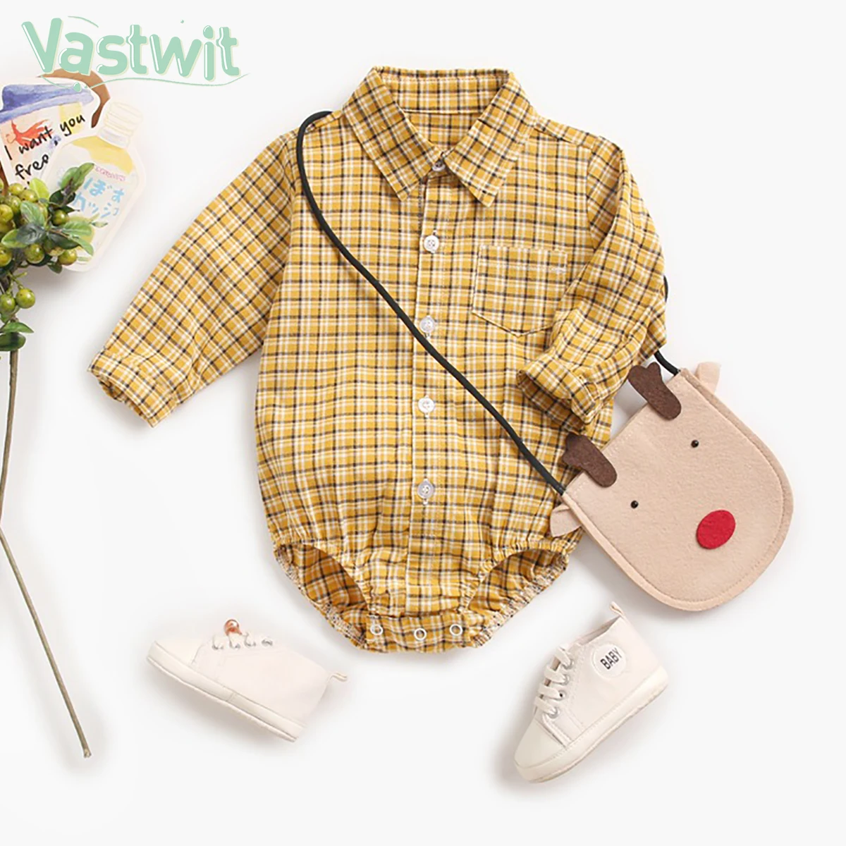 

Newborn Baby Boy Plaid Romper Jumpsuit Clothes Set Cotton Body Suit Outfits Set Long Sleeve Gentleman Shirt Romper Bodysuit