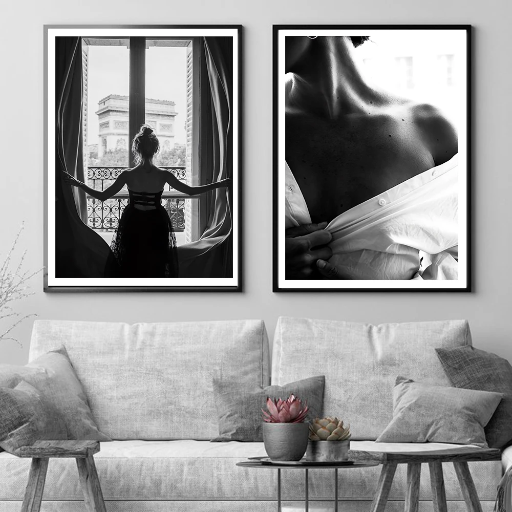 Абстрактная живопись девушка окно Северный плакат Wall Art холст картины плакаты с женщинами и принты настенные картины для Гостиная домашний декор