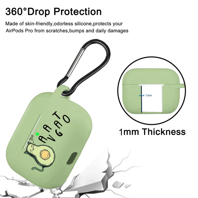 

For AirPods Pro Case Cute Cartoon Avocado Earphone Case For Airpods 3 Soft Silicon Cover Charging Bags Headphone Case Capa