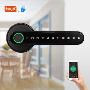 Дверной смарт-замок Tuya, Bluetooth, Wi-Fi, TTLock, сканер отпечатка пальца, электрическая ручка, деревянный дверной замок 5050 цилиндра