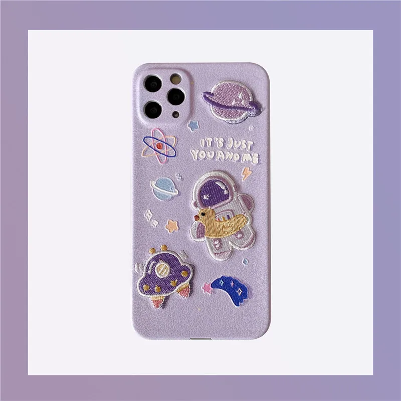 

Purple astronaut for Apple 11 / 12promax / X / XS / XR case 7 / 8plus female soft case