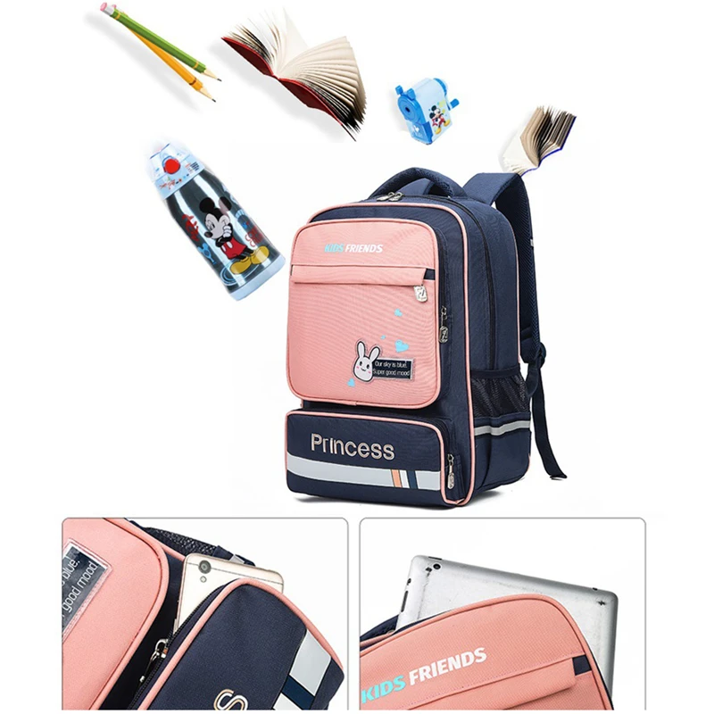 Children's Waterproof Large Capacity Schoolbag for Kids Teen Boys Girls Cute Rabbit Hit Color Primary School  Student Bookbags