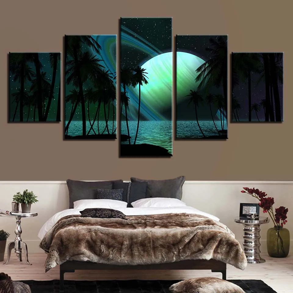 

Frame Canvas Painting HD Prints Home Decor 5 Pieces Wall Art Planet Landscape Modular Bedroom Pictures Artwork Creative Poster