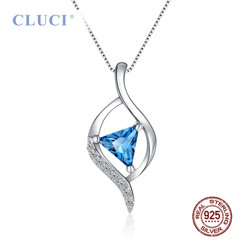 

Серебряное ожерелье CLUCI 925 пробы с подвеской для женщин, ювелирные изделия из стерлингового серебра с большой искусственной кожей DP012SB