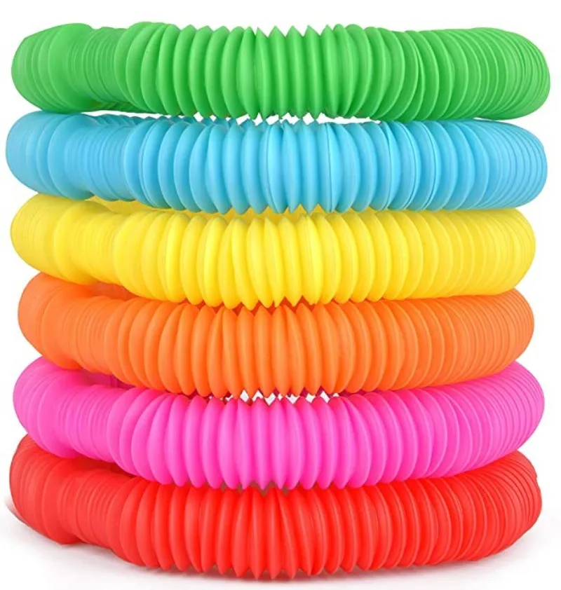 

Plastic Funny Educational Stress relief Fidget Tube Toy Sensory Colorful Stretch Decompression Pipe Toys