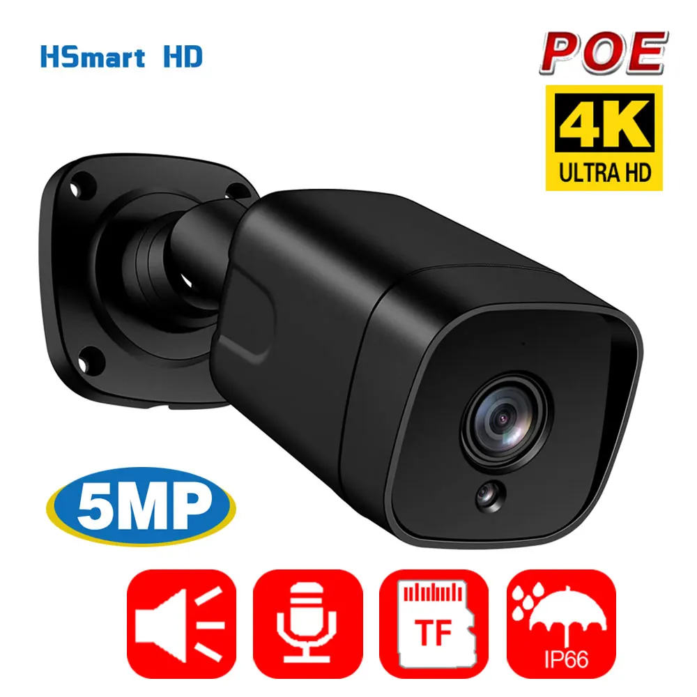 

8MP 4K IP POE Camera Outdoor H.265 Onvif Bullet CCTV Array Night Vision IR Support Hikvision Protocl Surveillance Alert Audio TF