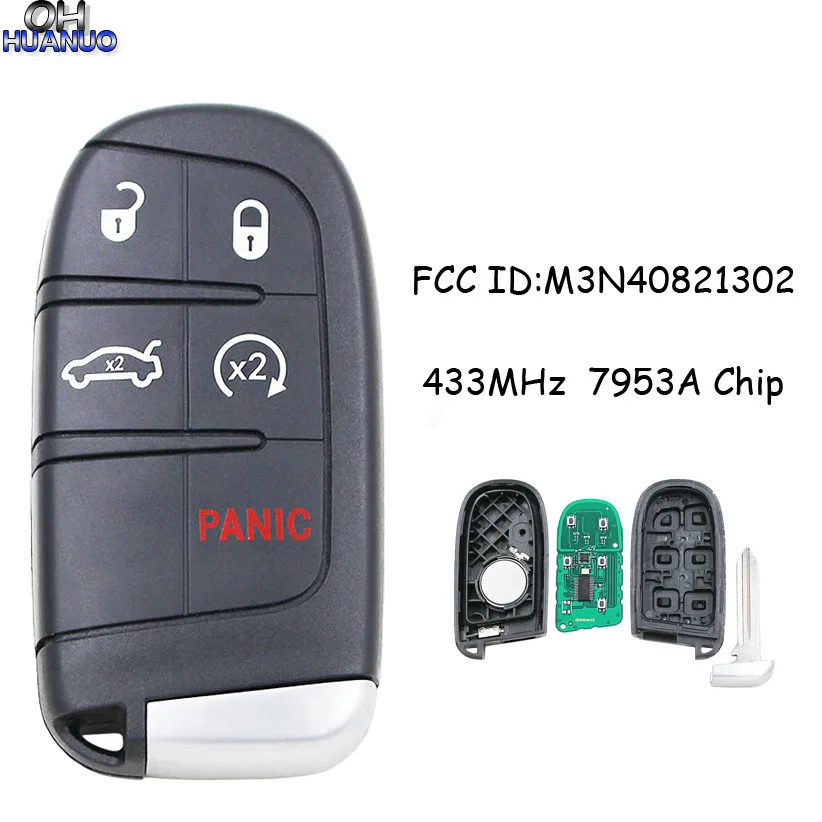 4 + 1/5 кнопки дистанционный смарт ключ брелок для Dodge Jeep Chrysler 433 МГц с ID46 7953A чип Uncut