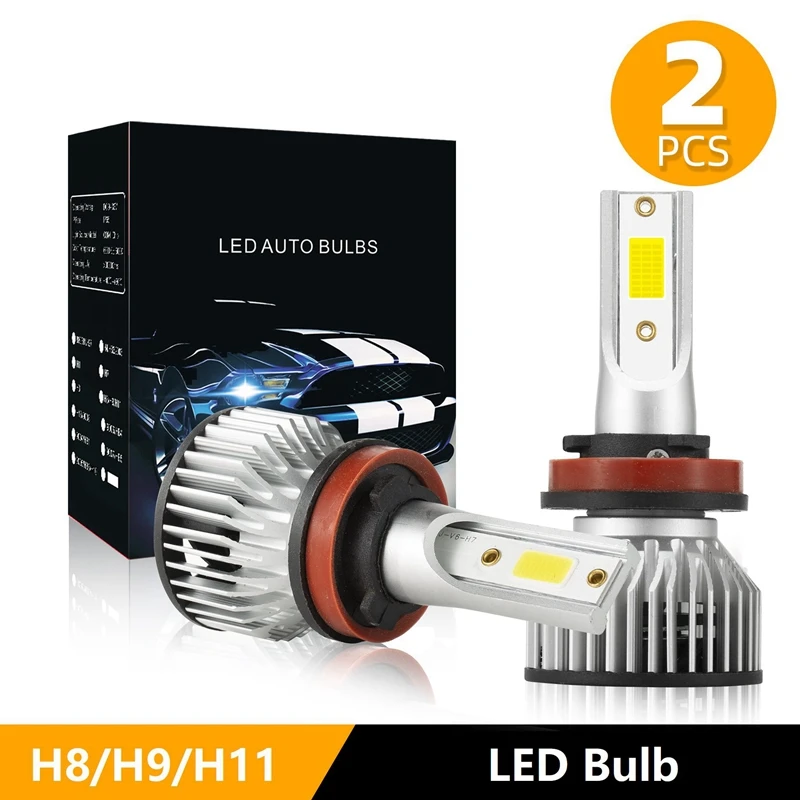 

2X H8/H9/H11 светодиодный фар высокого ближнего света комплект 4000W 30000LM лампы Белый 6500K