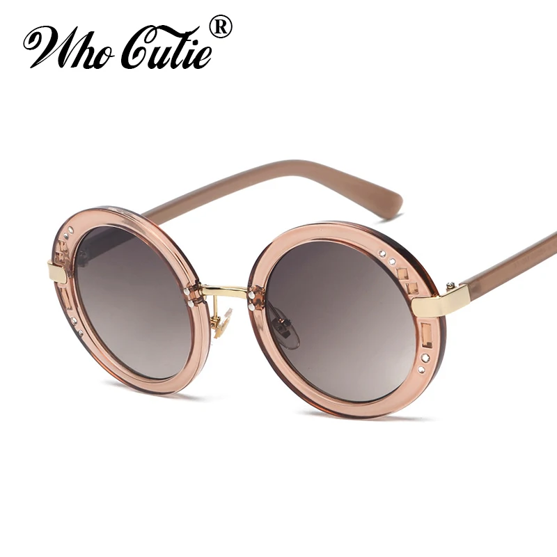 Женские круглые солнцезащитные очки WHO CUTIE маленькие стразы в стиле ретро с