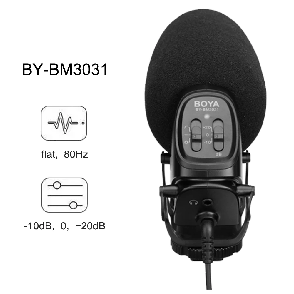 BOYA BY-BM3032 дробовик конденсаторный микрофон с коэффициентом усиления фильтр супер кардиоид для Canon Nikon DSLR камера видеокамера аудио рекордер - Цвет: BY-BM3031