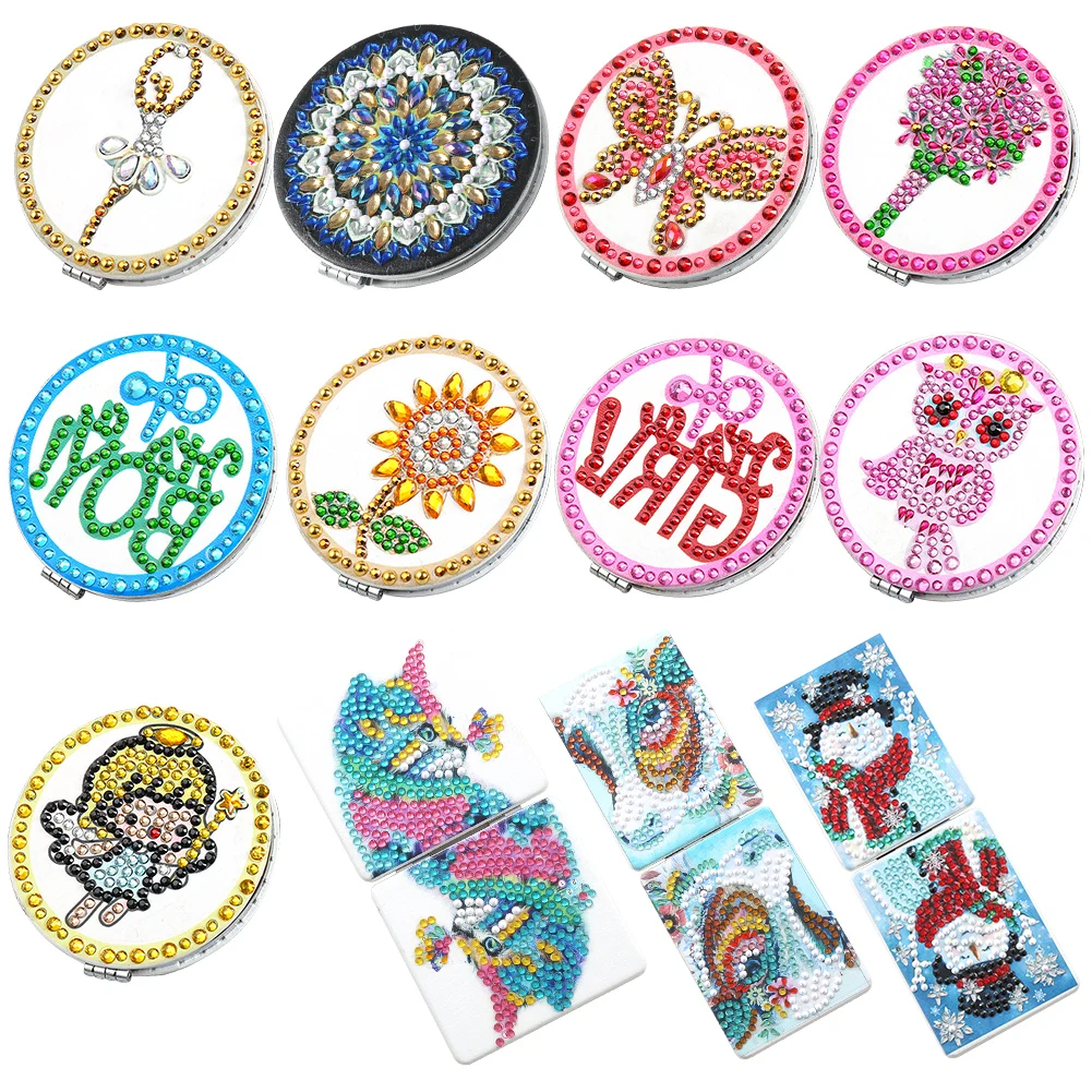

Portable DIY Special Shaped Part Drill Diamond Painting Mini Thin Makeup Mirror Women Embroidery Rhinestone Cross Stitch Mirror