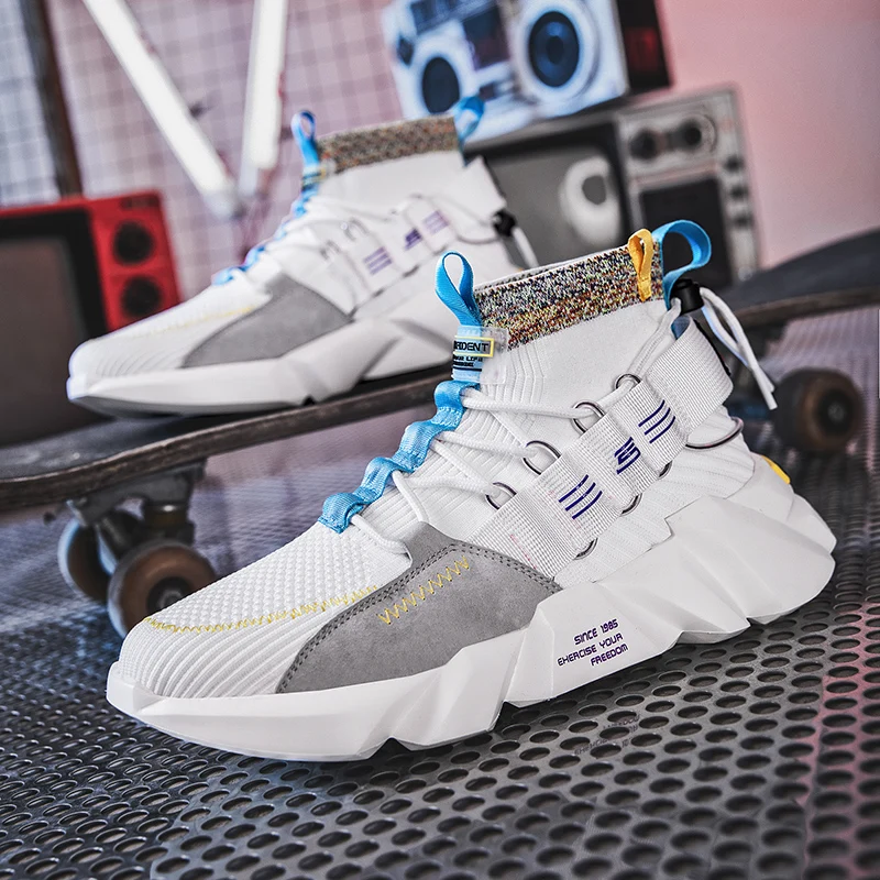 

Men's Clunky Autumn Mid-calf Lace-up Sock Shoes Fashion Sneaker Men's Casual Shoes