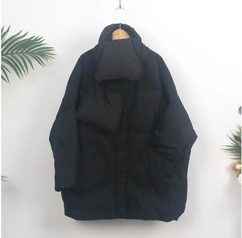 Women O-Neck Loose Thick Parkas Female Warm Snow Outerwear Clothing 2023 Winter Scarf Jackets 90% White Duck Down Coats Overcoat