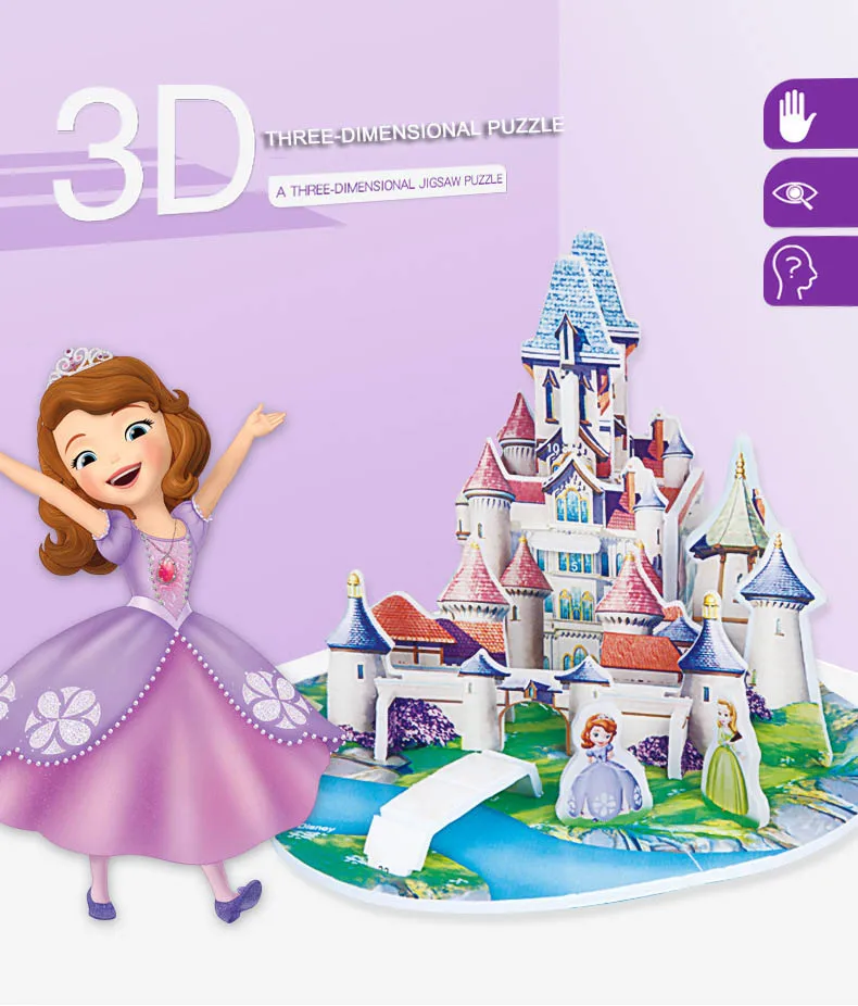 Дисней 3D DIY Замороженные головоломки детские игрушки дети день рождения принадлежности подарок для детей Замок головоломки