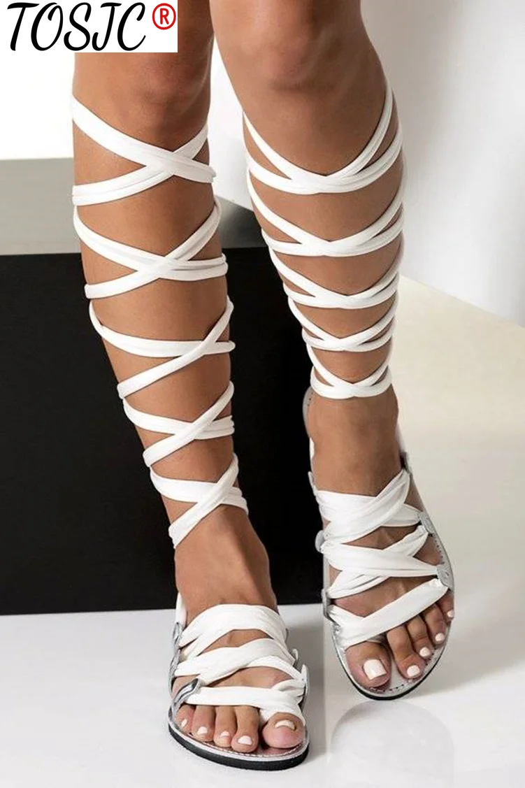 В богемном стиле Стиль Летние босоножки на плоской подошве в Гладиатор с