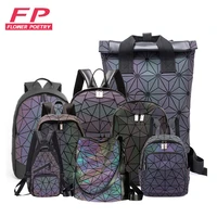 2021 women backpack bags designer geometric luminous backpacks female school bags for girls student rucksack shoulder backpack