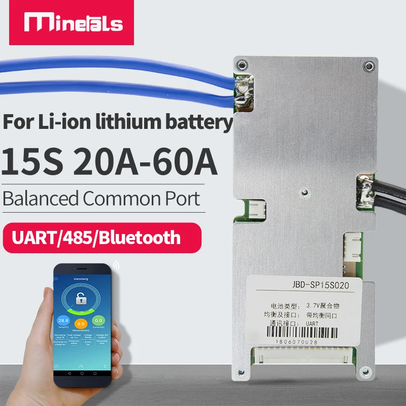 15S BMS bluetooth 52v li ion 20A 30A 40A 50A 60A сбалансированная Защитная плата защита от заряда и
