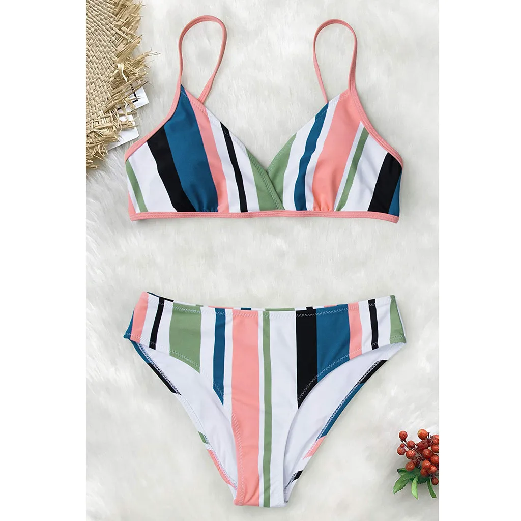 Новинка 2020 популярный женский летний сексуальный комплект бикини в полоску Siwmming