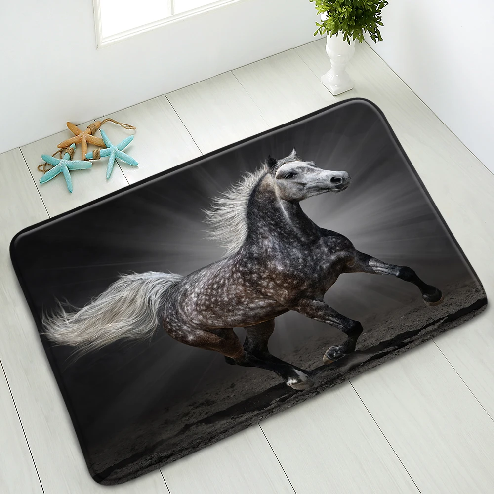 

Polar Bear Bath Mat Elephant Horse Animals Non-Slip Mat Living Room Bedroom Kitchen Doormat Floor Pads Carpet Flannel Washable