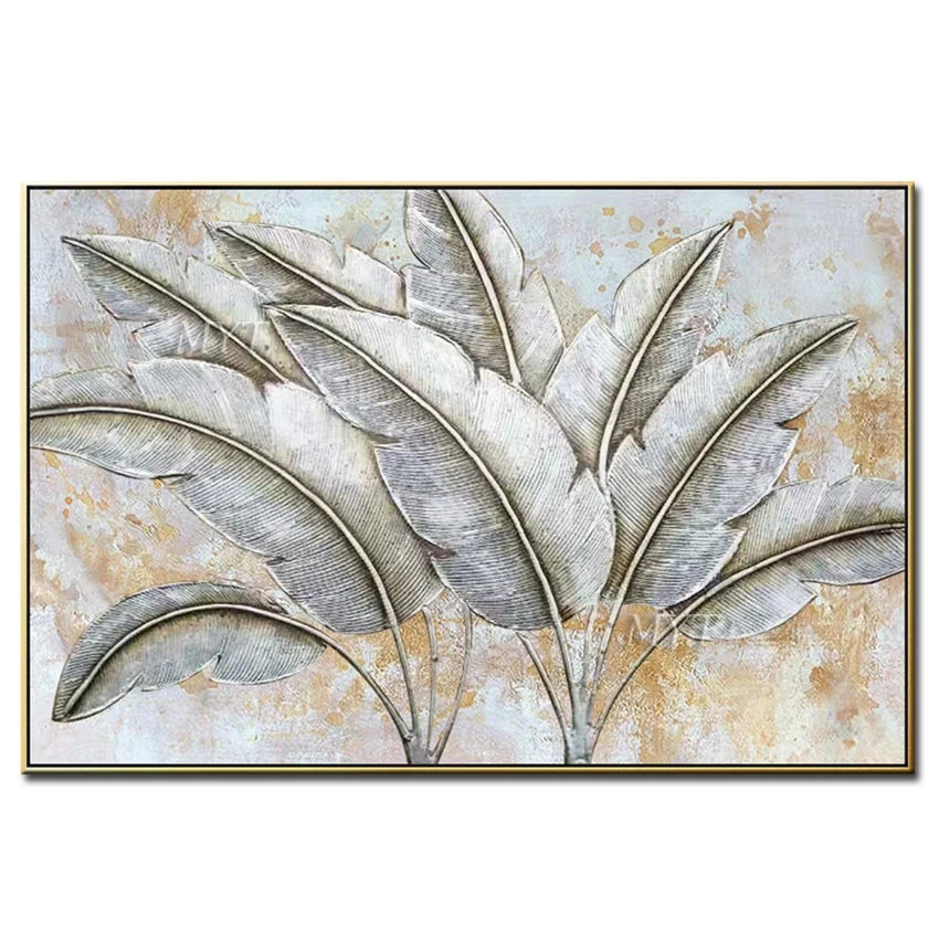 

The White Grass Abstract Oil Painting Modern Hand-painted Wall Art Living Room Picture Home Decoration Painting No Framed