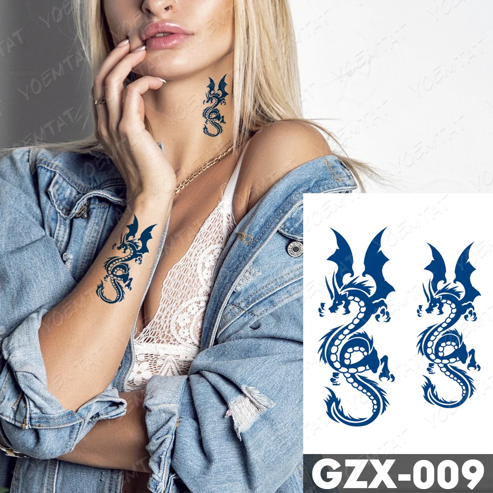 Стойкая водостойкая Временная тату-наклейка Juice Ink тату со смайликом и драконом