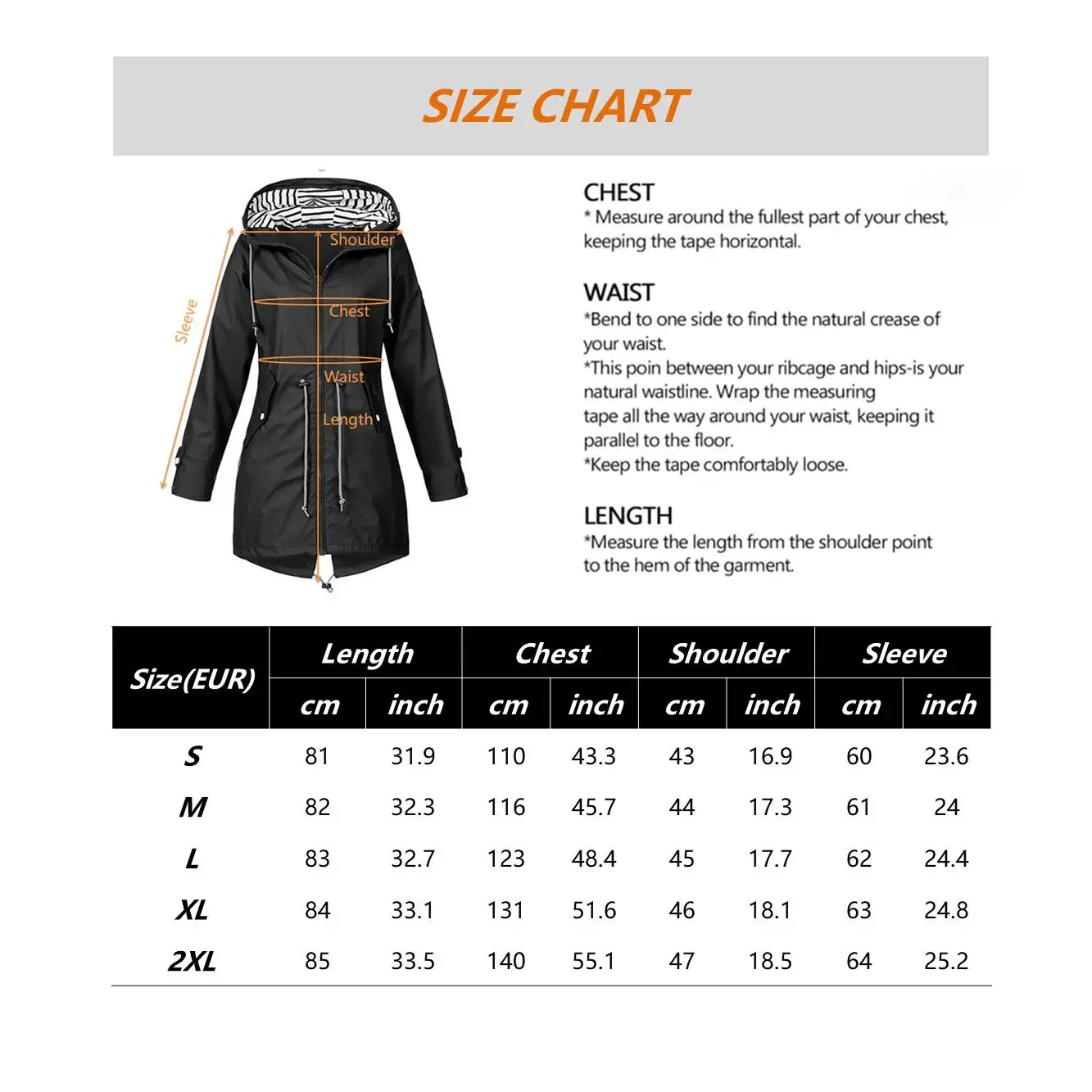 

Women's Raincoat Coat Long Sleeve Hooded Solid Color Mid-length Rain Coat With Zip Spring Autumn Sporting Casual Outdoor Jacket