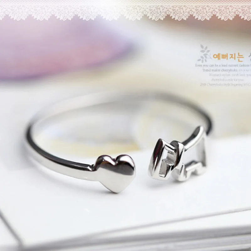 

ModaOne 2020 Trendy 925 Sterling Silver Heart Dog Adjustable Love Ring For Women Engagement Wedding Gift Jewelry For Kids