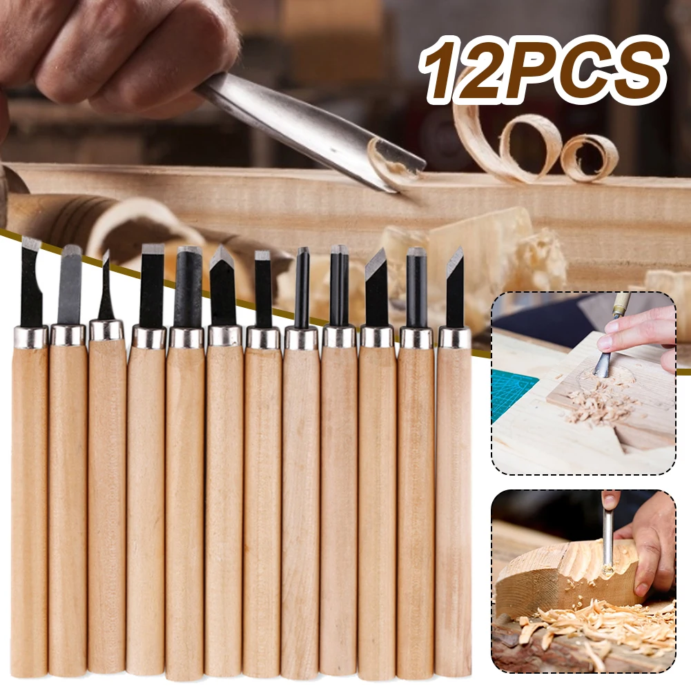 

12pcs/8pcs/6pcs Professional Wood Carving Chisel Knife Hand Tool Set For Basic Detailed Carving Woodworkers Gouges GYH