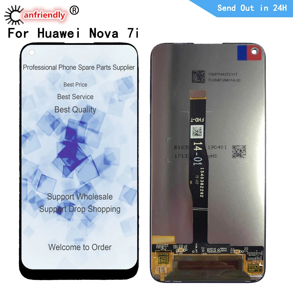 

For Huawei Nova 7i JNY-L22B L21A L01A L21B L22A L02A LCD Display Touch panel Screen Digitizer with frame Assembly for Nova7i