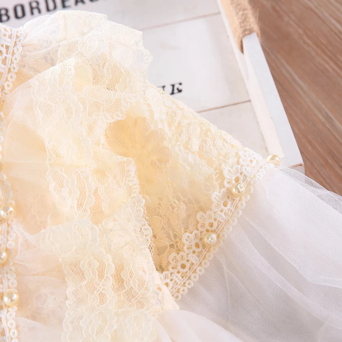 Весенне-осеннее платье для девочек с кружевным воротником платья принцессы