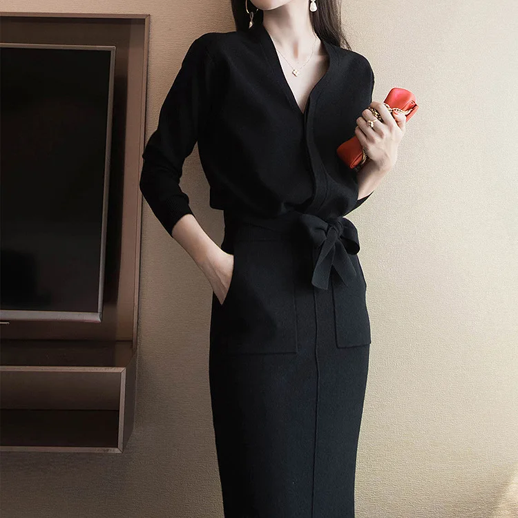 2021 Spring Ladies Fashion Knit Suit Women's Casual Two-Piece Suit Skirt