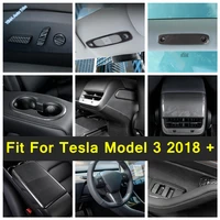carbon fiber car reading lights lamp sticker cover armrest box anti kick panel trim for tesla model 3 2018 2021 interior parts